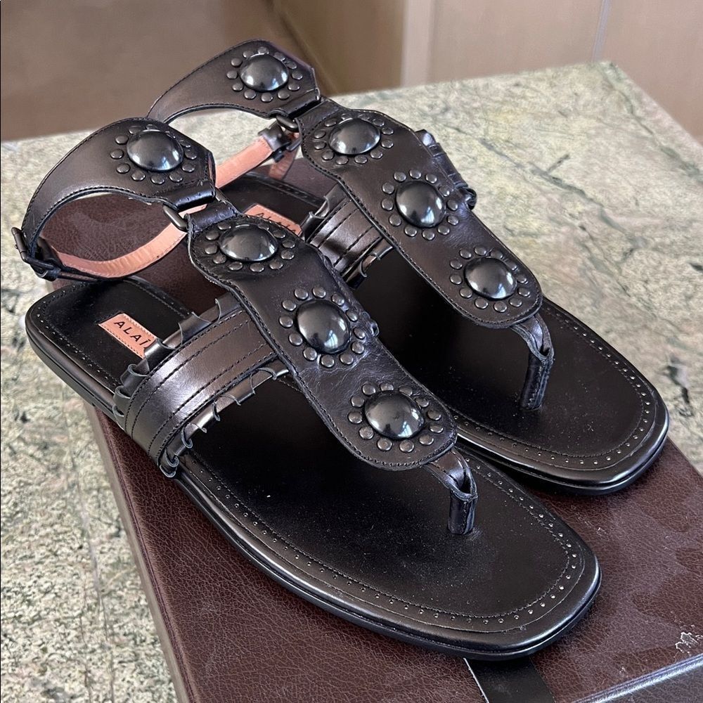 Alaia Black Embellished Men's Sandals